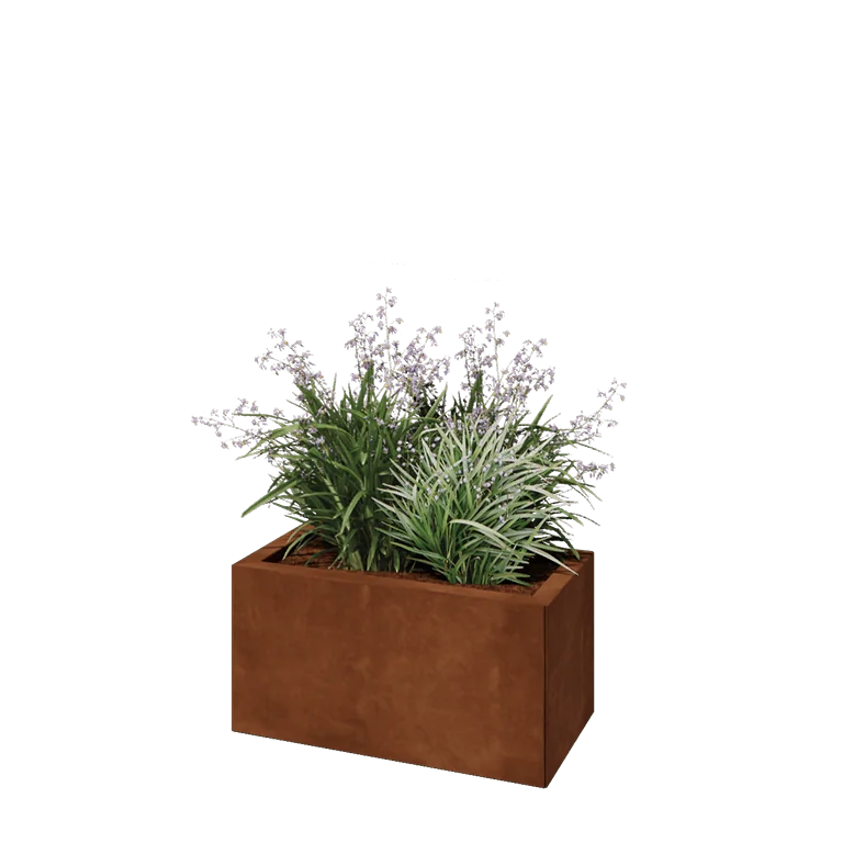 Cortenstahl Pflanzkübel - Rechteckig - 60 x 30 x 30 cm - Ohne Bodenplatte