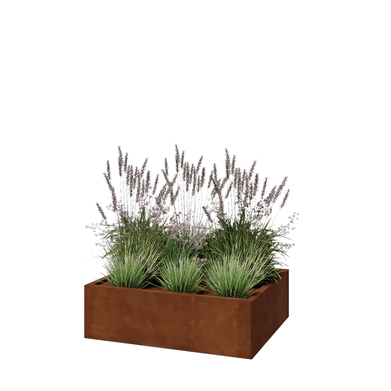 Cortenstahl Pflanzkübel - Rechteckig - 100 x 80 x 30 cm - Ohne Bodenplatte