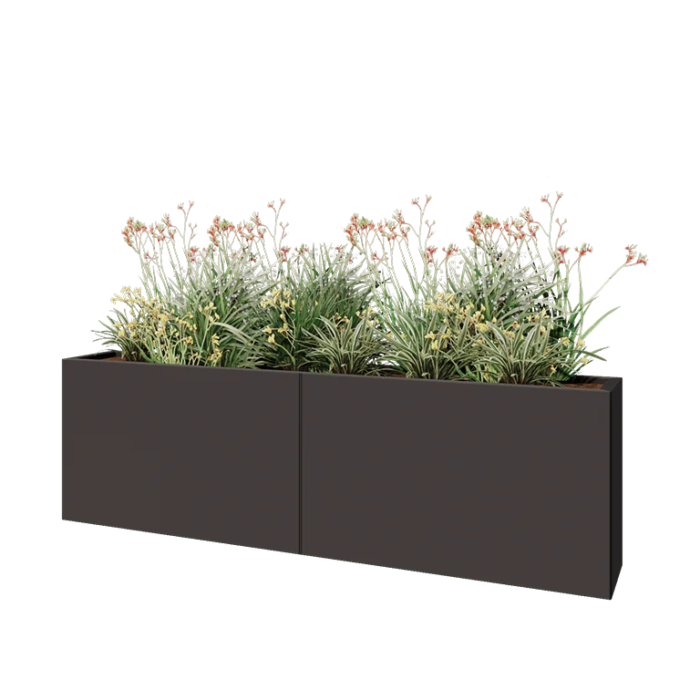 Hochbeet XXL aus Stahl - Rechteckig - 200 x 30 x 60 cm - RAL7016 matte (anthrazitgrau) - Ohne Bodenplatte