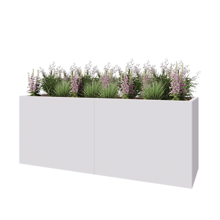 Hochbeet XXL aus Stahl - Rechteckig - 200 x 60 x 80 cm - RAL9010 matte (weiß) - Ohne Bodenplatte
