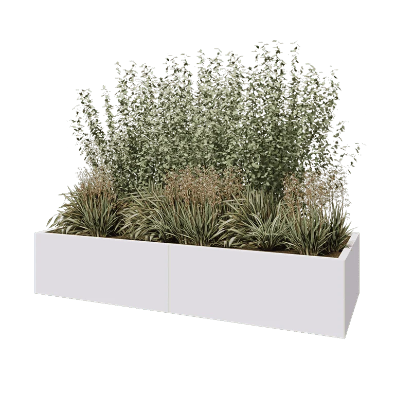 Hochbeet XXL aus Stahl - Rechteckig - 200 x 80 x 40 cm - RAL9010 matte (weiß) - Ohne Bodenplatte