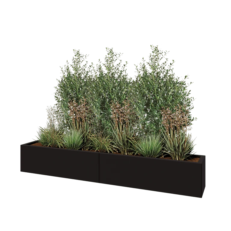 Hochbeet XXL aus Stahl - Rechteckig - 200 x 30 x 30 cm - RAL9005 matte (schwarz) - Ohne Bodenplatte