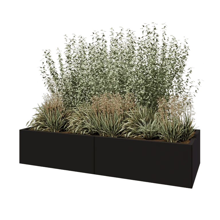 Hochbeet XXL aus Stahl - Rechteckig - 200 x 80 x 40 cm - RAL9005 matte (schwarz) - Ohne Bodenplatte