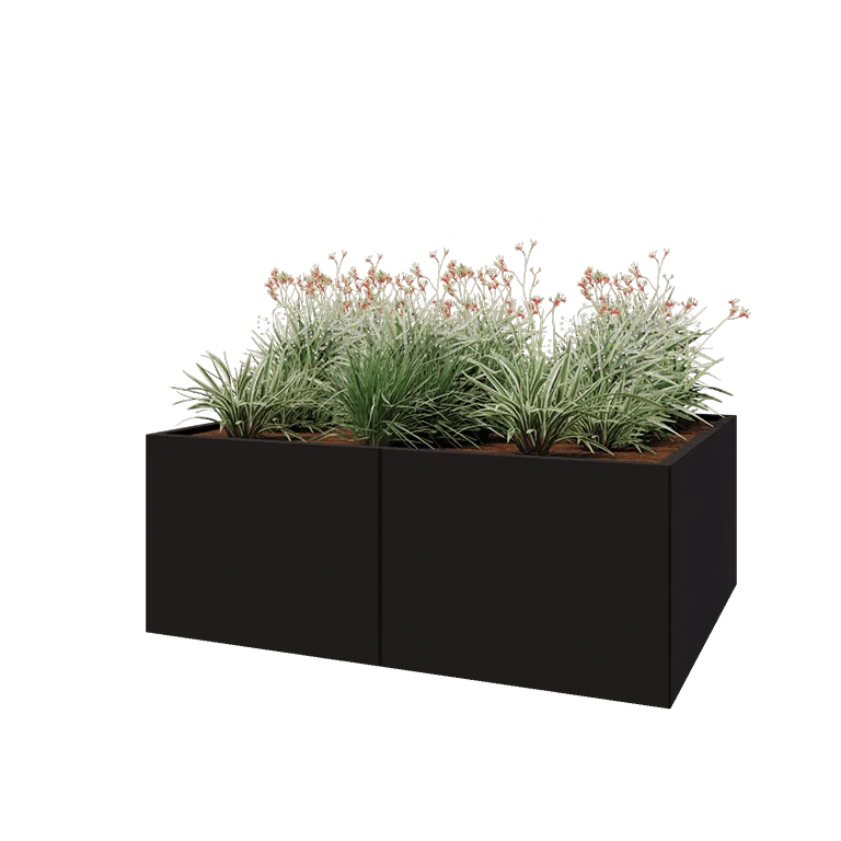 Hochbeet XXL aus Stahl - Rechteckig - 160 x 120 x 60 cm - RAL9005 matte (schwarz) - Mit Bodenplatte