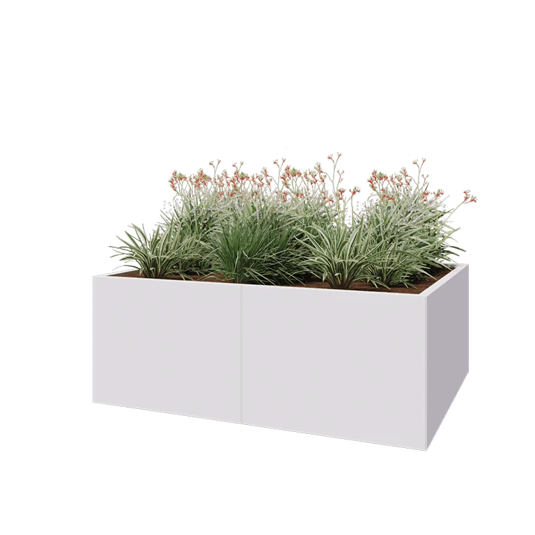 Hochbeet XXL aus Stahl - Rechteckig - 160 x 120 x 60 cm - RAL9010 matte (weiß) - Mit Bodenplatte