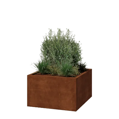 Cortenstahl Pflanzkübel - Viereckig - 100 x 100 x 60 cm - Geschweißt - Ohne Bodenplatte