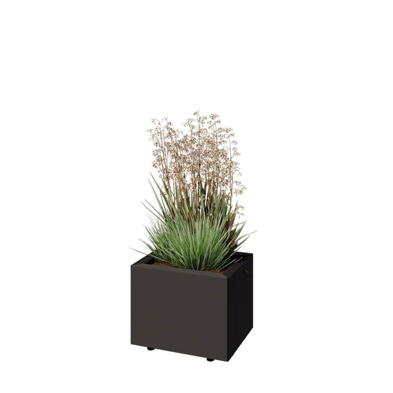 Pflanzkübel aus Stahl - Rechteckig - 40 x 30 x 30 cm - Andere RAL farbe - Mit Bodenplatte - Mit Füßen
