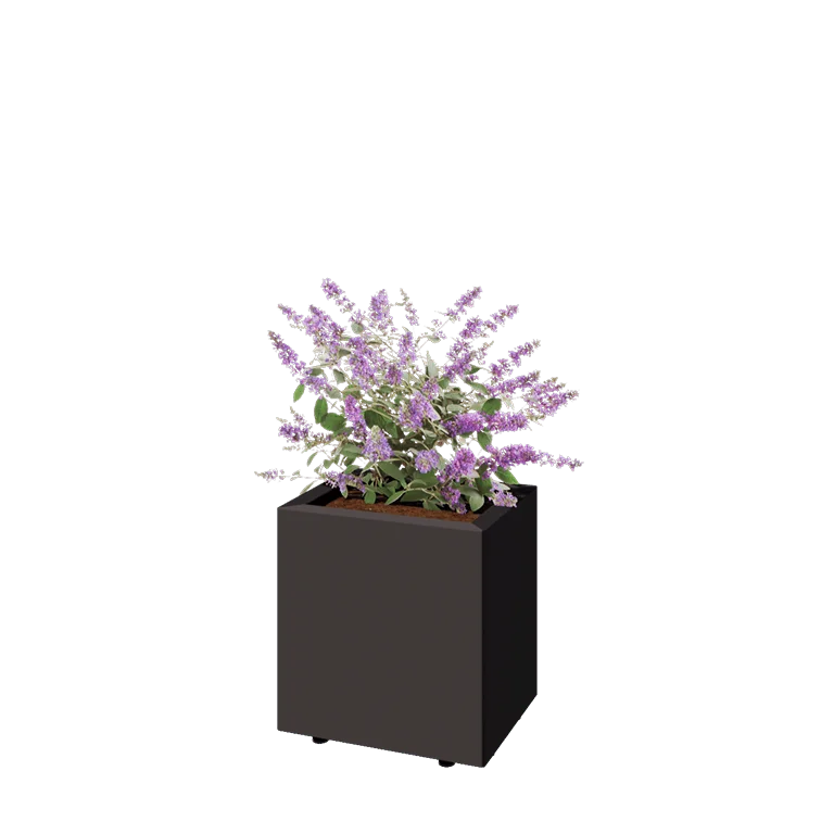 Pflanzkübel aus Stahl - Rechteckig - 40 x 30 x 40 cm - Andere RAL farbe - Mit Bodenplatte - Mit Füßen
