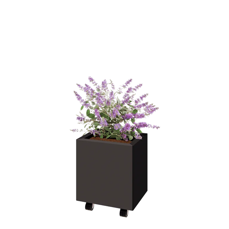 Pflanzkübel aus Stahl - Rechteckig - 40 x 30 x 40 cm - Andere RAL farbe - Mit Bodenplatte - Mit Rollen