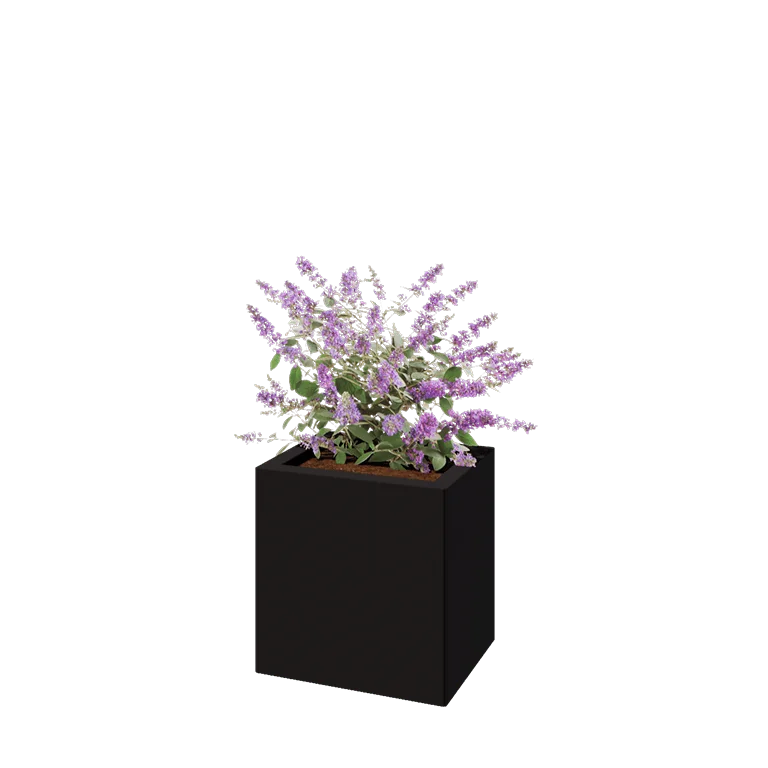 Pflanzkübel aus Stahl - Rechteckig - 40 x 30 x 40 cm - RAL9005 matte (schwarz) - Mit Bodenplatte
