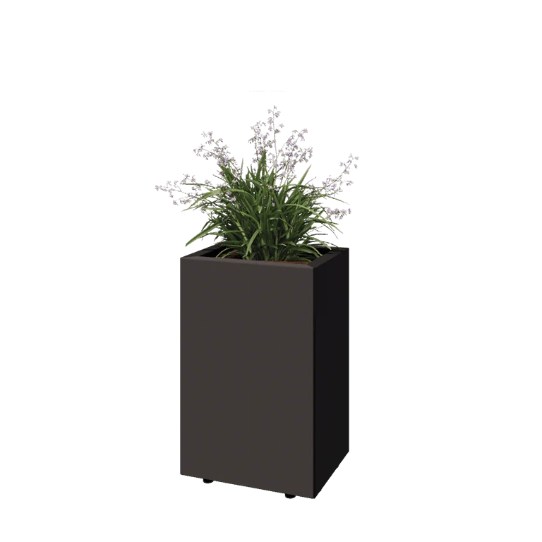 Pflanzkübel aus Stahl - Rechteckig - 40 x 30 x 60 cm - Andere RAL farbe - Mit Bodenplatte - Mit Füßen