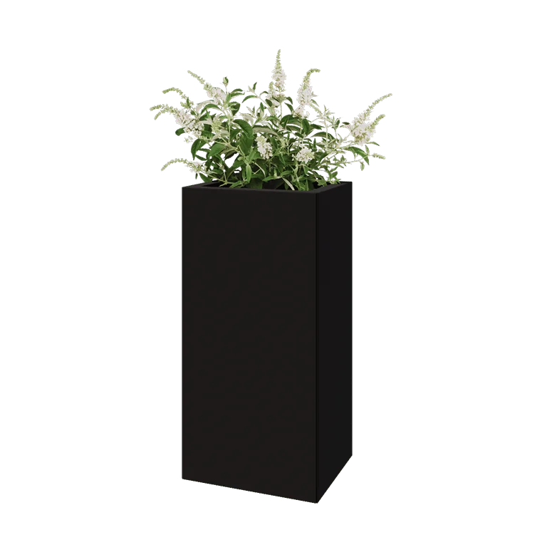 Pflanzkübel aus Stahl - Rechteckig - 40 x 30 x 80 cm - RAL9005 matte (schwarz) - Mit Bodenplatte