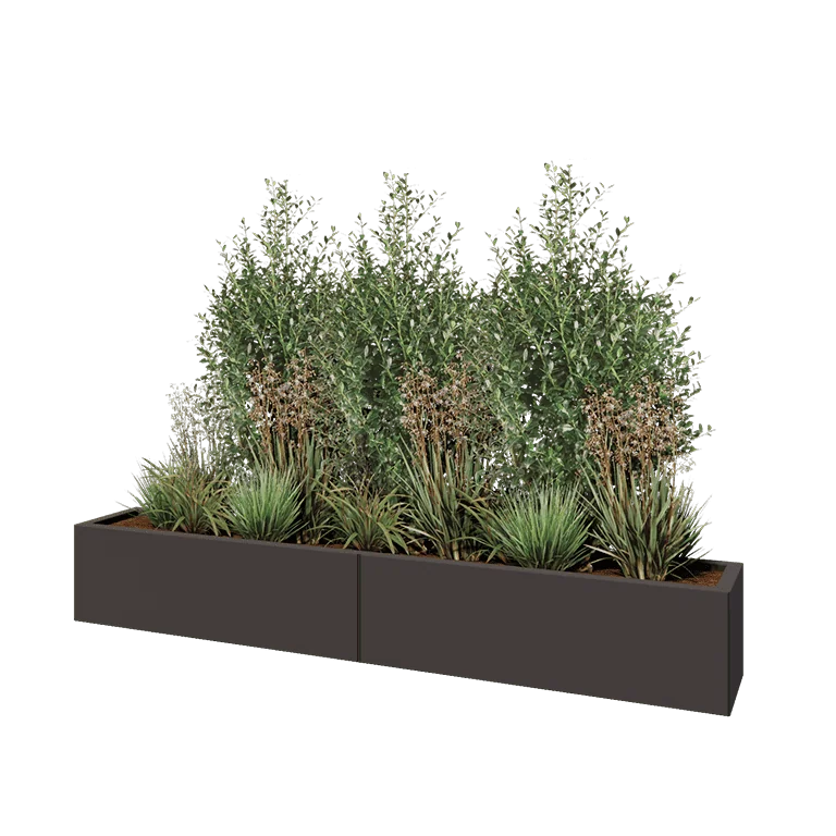 Hochbeet XXL aus Stahl - Rechteckig - 200 x 30 x 30 cm - Andere RAL farbe - Mit Bodenplatte