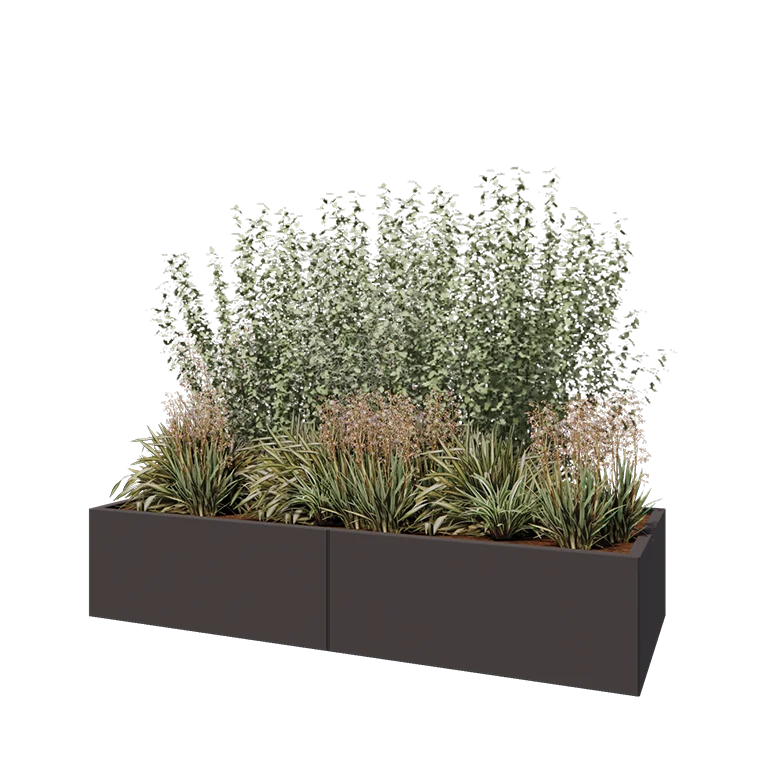 Hochbeet XXL aus Stahl - Rechteckig - 200 x 80 x 40 cm - RAL7016 matte (anthrazitgrau) - Mit Bodenplatte
