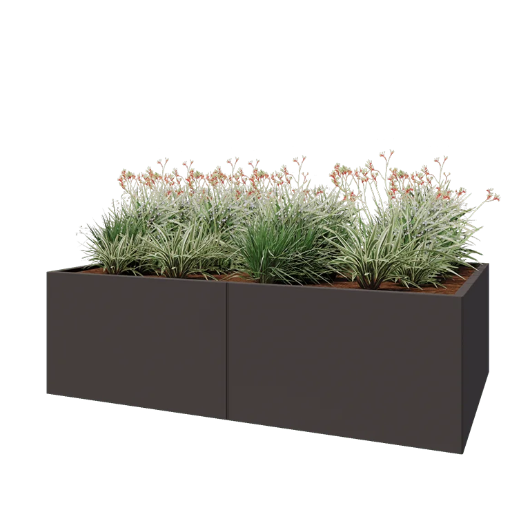 Hochbeet XXL aus Stahl - Rechteckig - 200 x 80 x 60 cm - Andere RAL farbe - Mit Bodenplatte