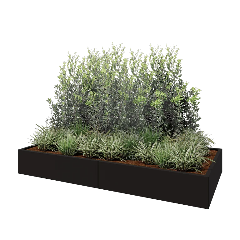 Hochbeet XXL aus Stahl - Rechteckig - 240 x 100 x 30 cm - RAL9005 matte (schwarz) - Ohne Bodenplatte