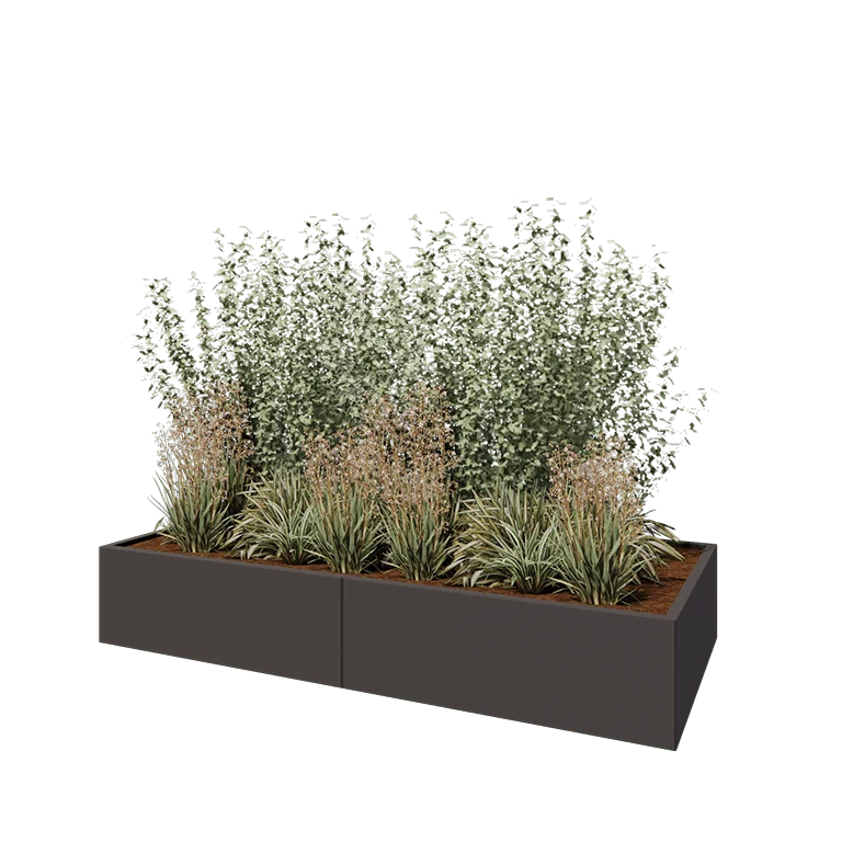 Hochbeet XXL aus Stahl - Rechteckig - 240 x 100 x 40 cm - RAL7016 matte (anthrazitgrau) - Ohne Bodenplatte