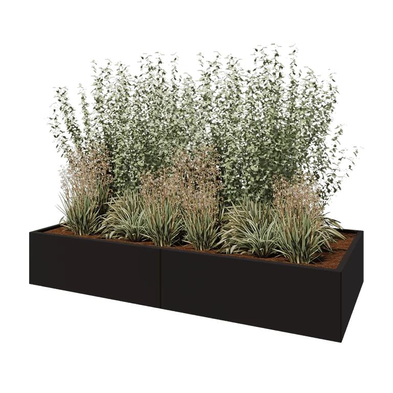 Hochbeet XXL aus Stahl - Rechteckig - 240 x 100 x 40 cm - RAL9005 matte (schwarz) - Ohne Bodenplatte