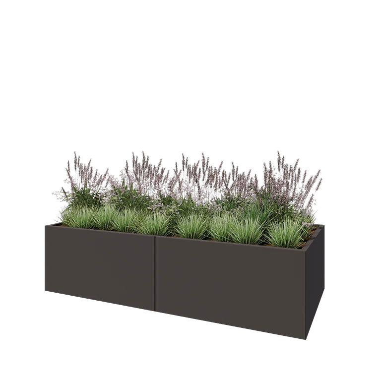 Hochbeet XXL aus Stahl - Rechteckig - 240 x 100 x 60 cm - RAL7016 matte (anthrazitgrau) - Mit Bodenplatte