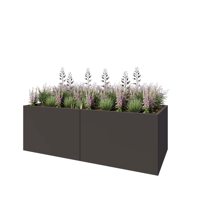 Hochbeet XXL aus Stahl - Rechteckig - 240 x 100 x 80 cm - RAL7016 matte (anthrazitgrau) - Mit Bodenplatte