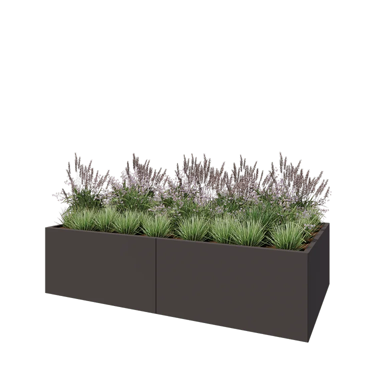 Hochbeet XXL aus Stahl - Rechteckig - 240 x 120 x 60 cm - RAL7016 matte (anthrazitgrau) - Mit Bodenplatte