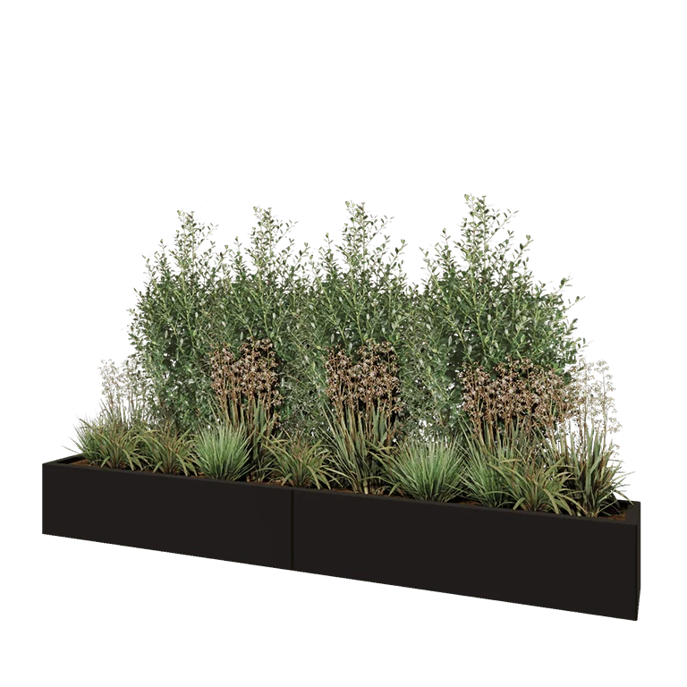 Hochbeet XXL aus Stahl - Rechteckig - 240 x 30 x 30 cm - RAL9005 matte (schwarz) - Ohne Bodenplatte