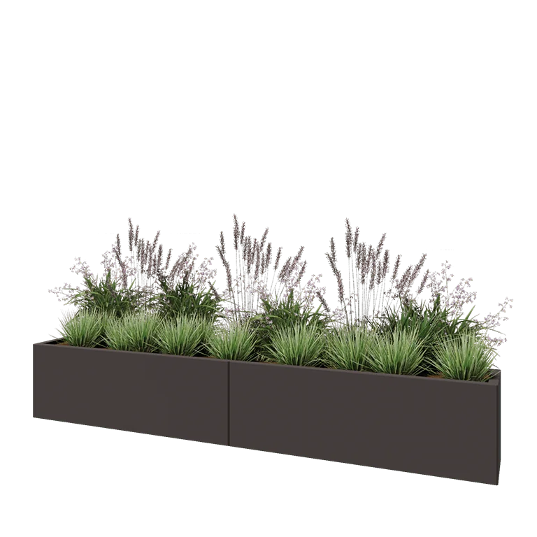 Hochbeet XXL aus Stahl - Rechteckig - 240 x 30 x 40 cm - RAL7016 matte (anthrazitgrau) - Mit Bodenplatte