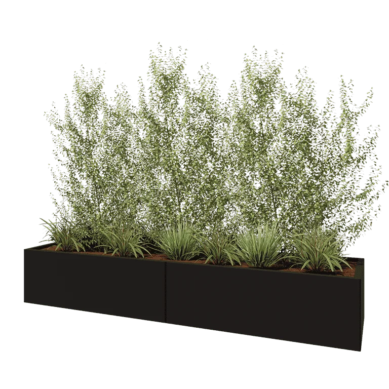 Hochbeet XXL aus Stahl - Rechteckig - 240 x 60 x 40 cm - RAL9005 matte (schwarz) - Ohne Bodenplatte