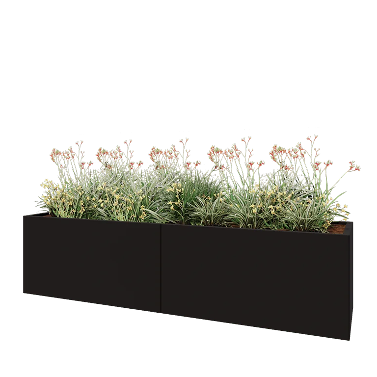 Hochbeet XXL aus Stahl - Rechteckig - 240 x 60 x 60 cm - RAL9005 matte (schwarz) - Ohne Bodenplatte