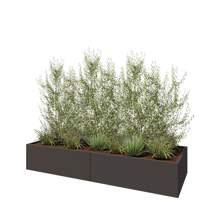 Hochbeet XXL aus Stahl - Rechteckig - 240 x 80 x 40 cm - RAL7016 matte (anthrazitgrau) - Mit Bodenplatte