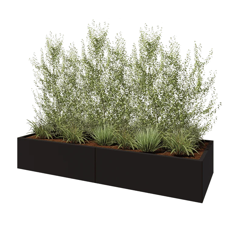 Hochbeet XXL aus Stahl - Rechteckig - 240 x 80 x 40 cm - RAL9005 matte (schwarz) - Ohne Bodenplatte