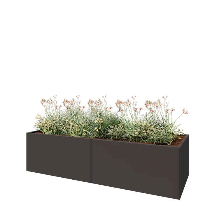 Hochbeet XXL aus Stahl - Rechteckig - 240 x 80 x 60 cm - RAL7016 matte (anthrazitgrau) - Mit Bodenplatte
