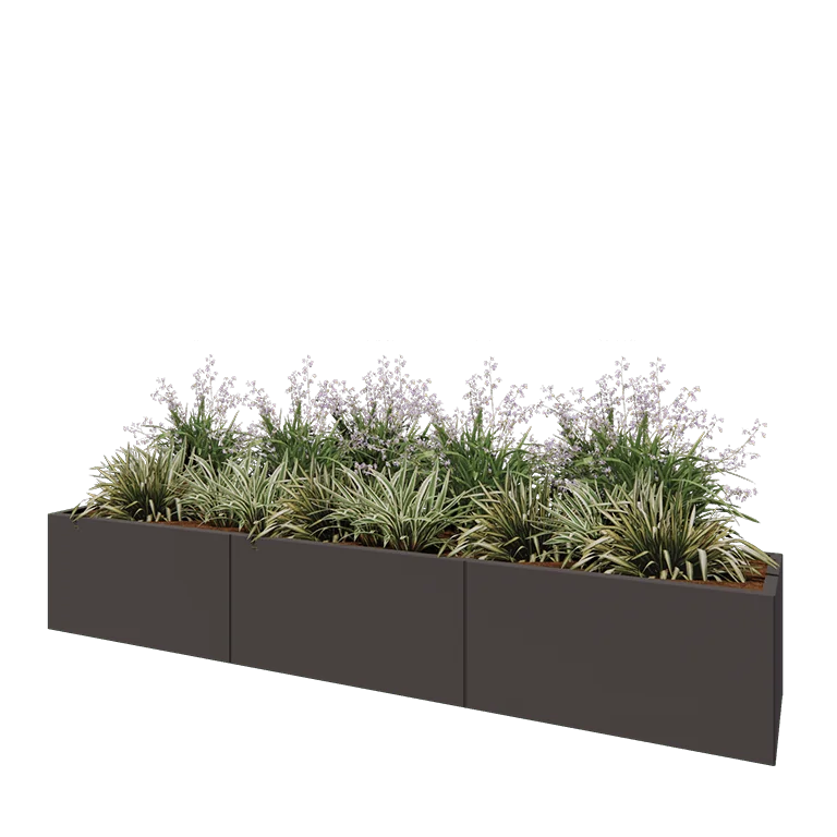 Hochbeet XXL aus Stahl - Rechteckig - 300 x 50 x 50 cm - RAL7016 matte (anthrazitgrau) - Mit Bodenplatte