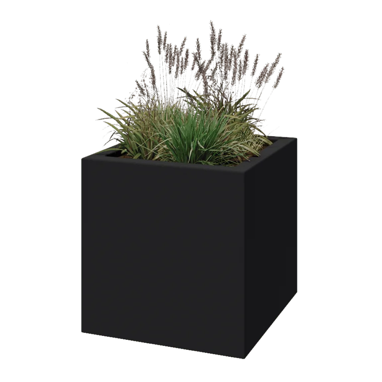 Fiberglas Pflanzkübel - Viereck - 70 x 70 x 70 cm - RAL7021 matte (schwarzgrau) - Mit Boden