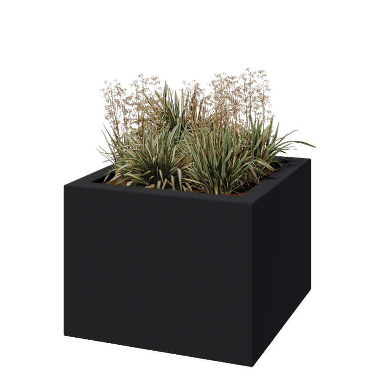 Fiberglas Pflanzkübel - Viereck - 80 x 80 x 60 cm - RAL7021 matte (schwarzgrau) - Mit Boden