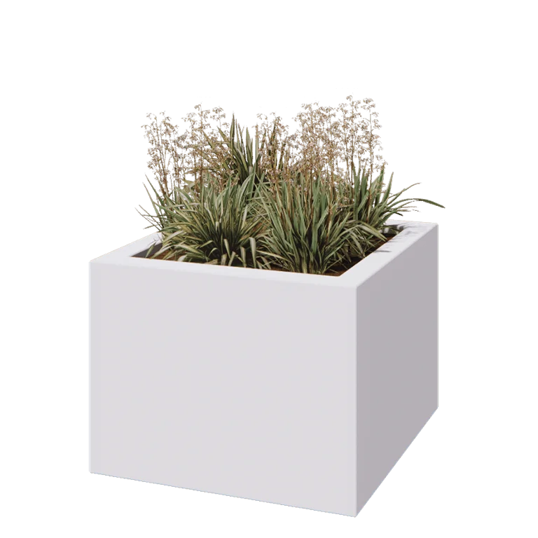 Fiberglas Pflanzkübel - Viereck - 80 x 80 x 60 cm - RAL9010 matte (Weiß) - Mit Boden
