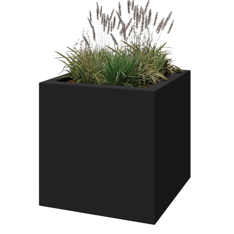 Fiberglas Pflanzkübel - Viereck - 80 x 80 x 80 cm - RAL7021 matte (schwarzgrau) - Mit Boden