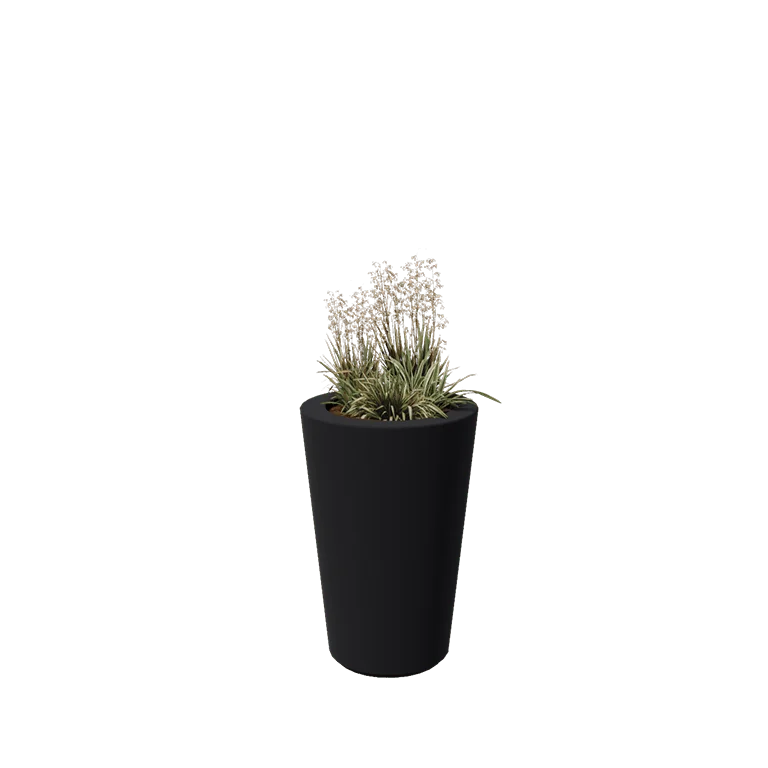 Fiberglas Pflanzkübel - Konisch - Ø 55 x 76 cm - RAL7021 matte (schwarzgrau) - Mit Boden