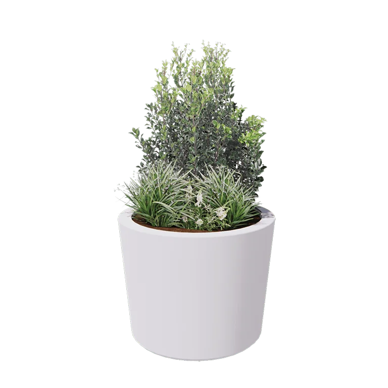 Fiberglas Pflanzkübel - Konisch - Ø 95 x 70 cm - RAL9010 matte (Weiß) - Mit Boden