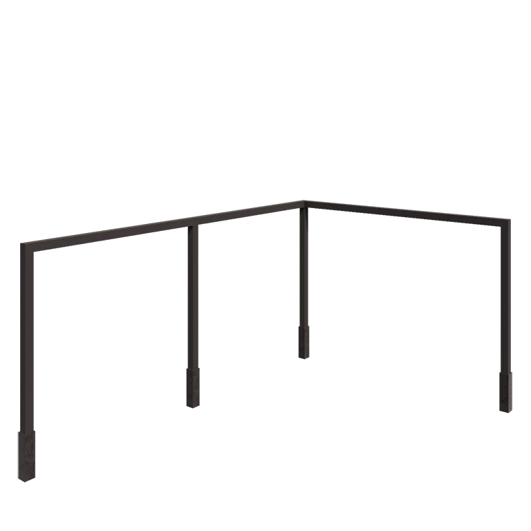 Pergola aus Stahl - Eck - 600 x 412 x 230 cm - RAL7016 matte (anthrazitgrau) - Mit Betonsockel