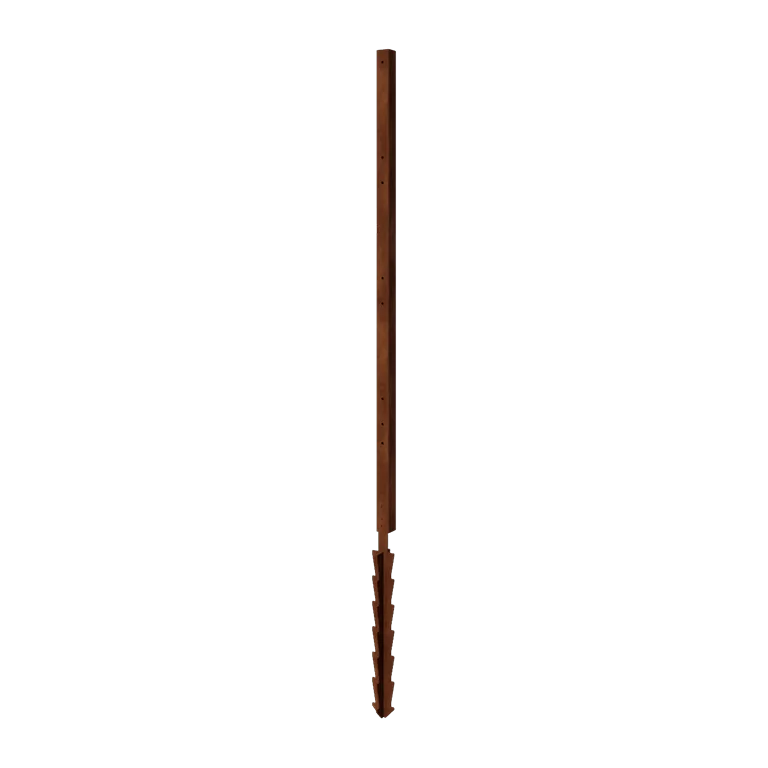 Cortenstahl Sichtschutzzaun H - Zwischenpfosten mit Erdspieß - 190 x 6 x 6 cm - Für 4x Paneel 47,5 cm