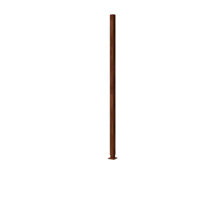 Cortenstahl Sichtschutzzaun H - Endpfosten mit Grundplatte - 190 x 6 x 6 cm - Für 4x Paneel 47,5 cm