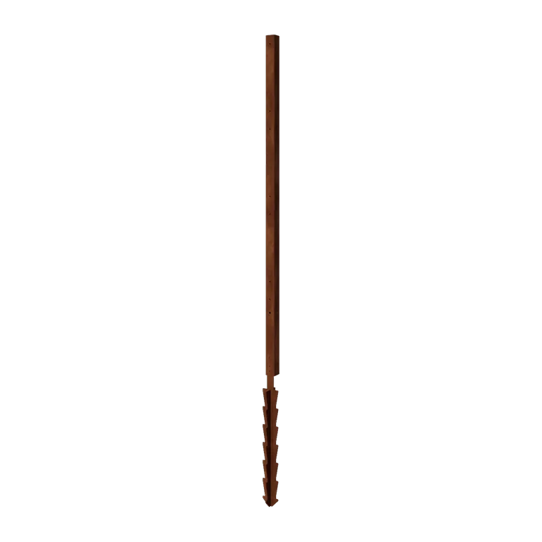 Cortenstahl Sichtschutzzaun H - Eckpfosten mit Erdspieß - 190 x 6 x 6 cm - Für 4x Paneel 47,5 cm