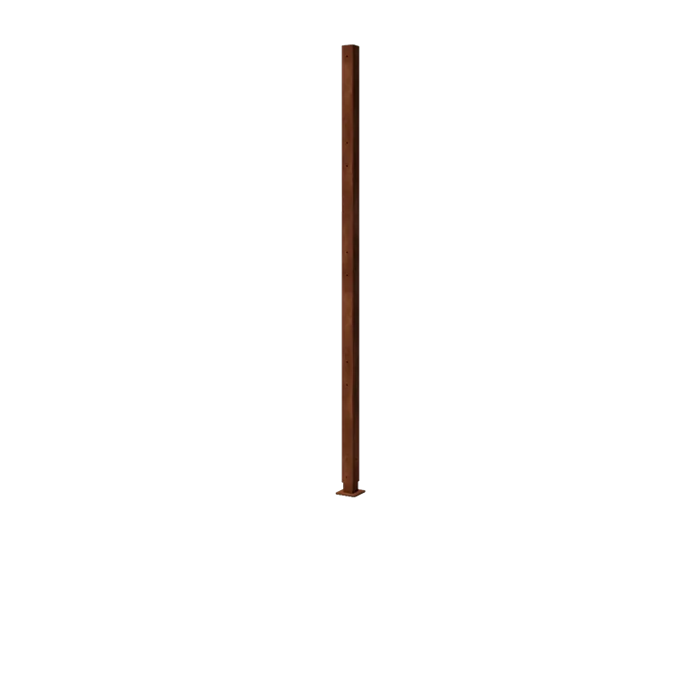 Cortenstahl Sichtschutzzaun H - Eckpfosten mit Grundplatte - 190 x 6 x 6 cm - Für 4x Paneel 47,5 cm