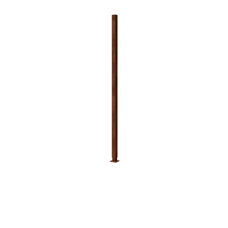 Cortenstahl Sichtschutzzaun H - Zwischenpfosten mit Grundplatte - 190 x 6 x 6 cm - Für 3x Paneel 63,3 cm
