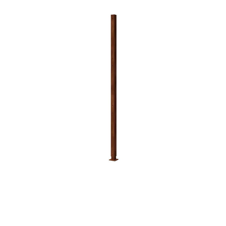 Cortenstahl Sichtschutzzaun H - Endpfosten mit Grundplatte - 190 x 6 x 6 cm - Für 3x Paneel 63,3 cm