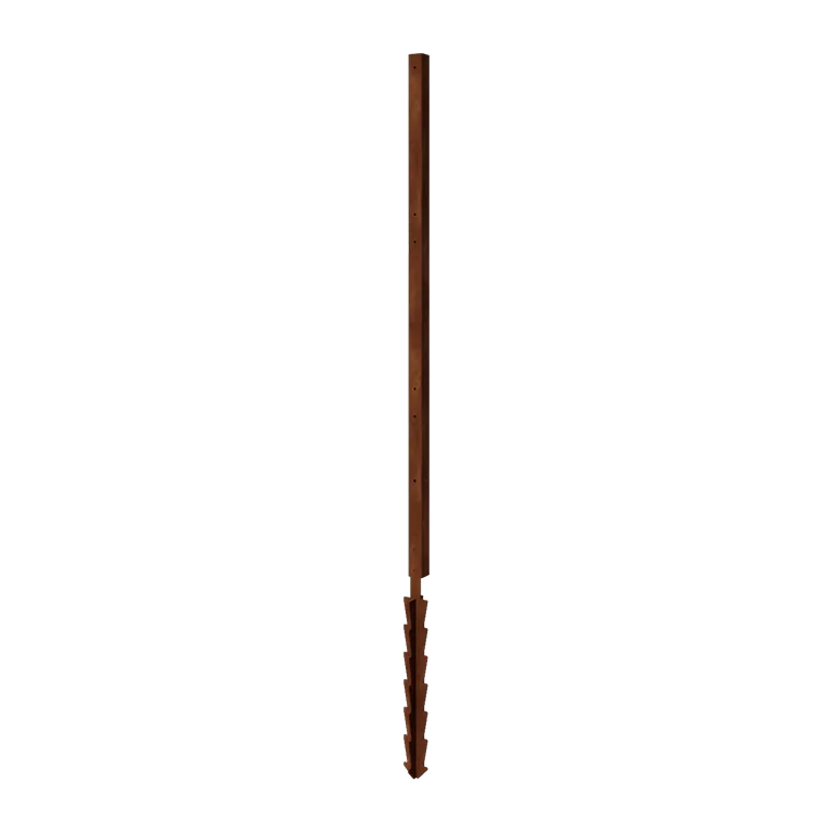 Cortenstahl Sichtschutzzaun H - Eckpfosten mit Erdspieß - 190 x 6 x 6 cm - Für 3x Paneel 63,3 cm