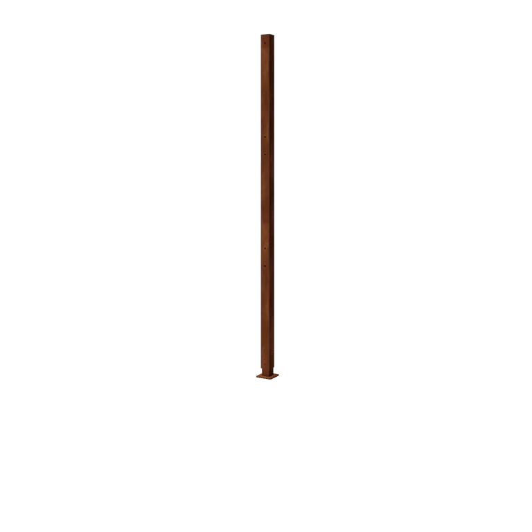 Cortenstahl Sichtschutzzaun H - Eckpfosten mit Grundplatte - 190 x 6 x 6 cm - Für 3x Paneel 63,3 cm