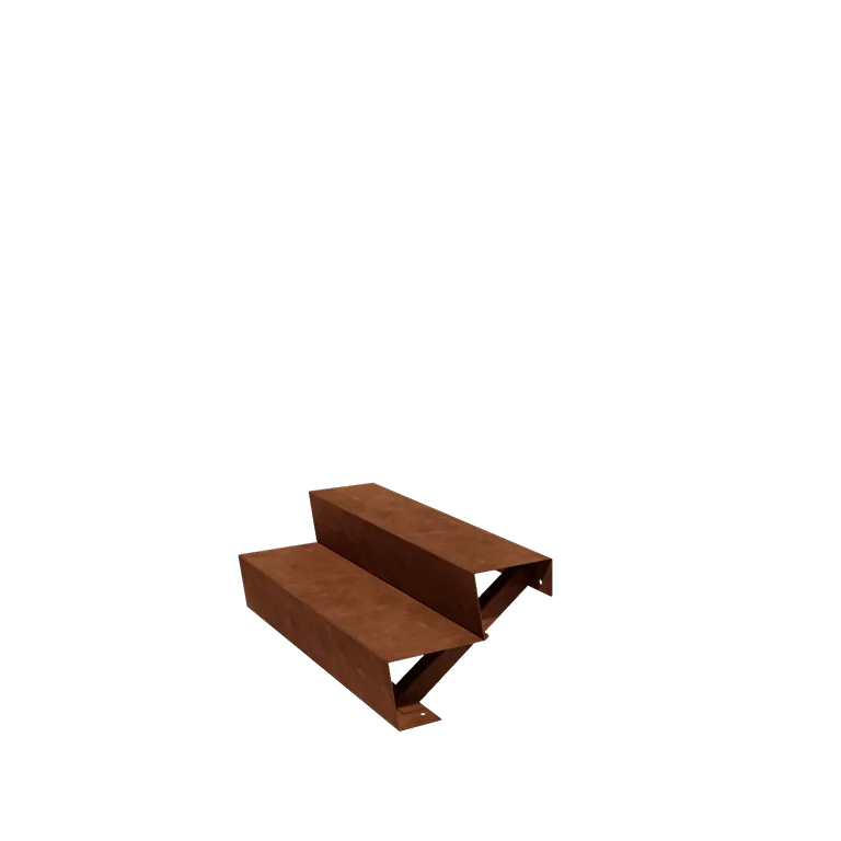 Cortenstahl Außentreppe - 2-Stufige - 48 x 100 x 34 cm