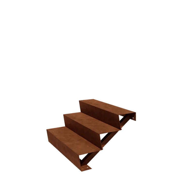 Cortenstahl Außentreppe - 3-Stufige - 72 x 100 x 51 cm